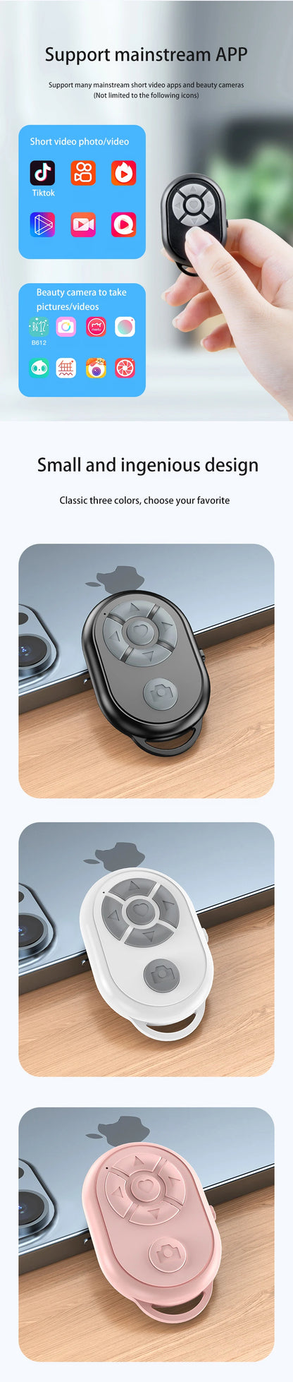 Bluetooth Remote for iPhone Xiaomi IOS Android Phone Universal Remote Control Selfie Stick Bluetooth Camera Controller